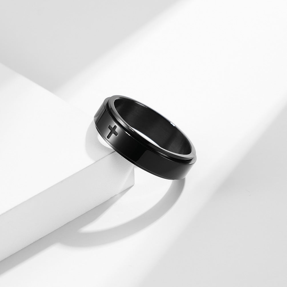 Wholesale Cross rotatable stainless steel ring